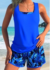 Three-piece Mid Waisted Royal Blue Tankini Set | thumb picture 