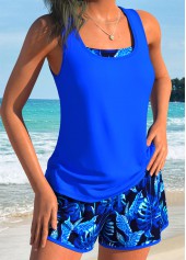 Three-piece Mid Waisted Royal Blue Tankini Set | thumb picture 