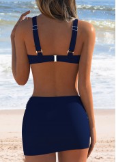 Navy Mid Waisted Floral Print Bikini Set | thumb picture 