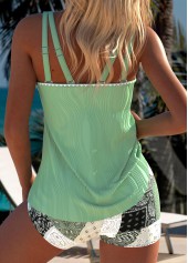 Tummy Coverage Mid Waisted Patchwork Sage Green Tankini Set | thumb picture 