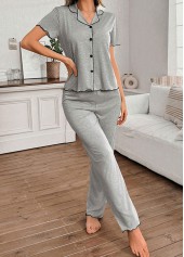 Grey Short Sleeve Lounge Top and Pants