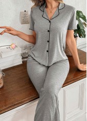 Grey Short Sleeve Lounge Top and Pants | thumb picture 