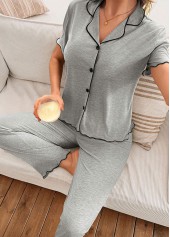 Grey Short Sleeve Lounge Top and Pants | thumb picture 