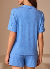 Blue Short Sleeve Lounge Top and Shorts | thumb picture 