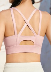 Light Pink Zipper Scoop Sports Bra | thumb picture 