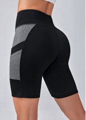 Black High Stretch Skinny Elastic Waist Fitted Sports Shorts | thumb picture 
