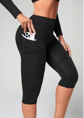 Black Stretch Skinny Elastic Waist High Waisted Sports Bottom