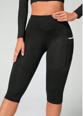 Black Stretch Skinny Elastic Waist High Waisted Sports Bottom | thumb picture 