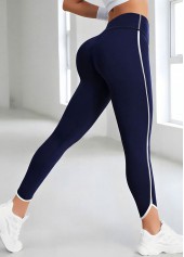 Navy Stretch Skinny Elastic Waist High Waisted Sports Bottom