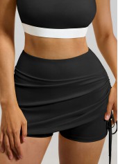 Black High Stretch Skinny Elastic Waist Fitted Sports Shorts | thumb picture 
