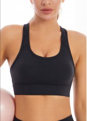 Black Scoop Cut Out Sports Bra