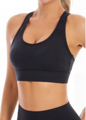 Black Scoop Cut Out Sports Bra | thumb picture 