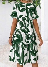 Green Leaf Print Tummy Coverage A Line Dress | thumb picture 