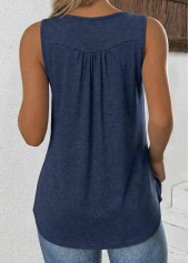 Navy Tummy Coverage Sleeveless Round Neck Tank Top | thumb picture 