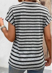 Light Grey Striped Tummy Coverage Short Sleeve T Shirt | thumb picture 