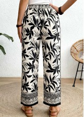 Black Soft Tropical Plants Print Wide Leg Pants | thumb picture 