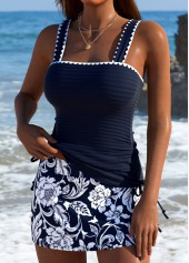 Tummy Coverage Navy Random Floral Print Tankini Set | thumb picture 