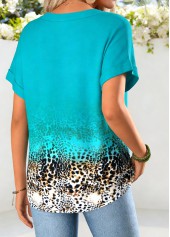 Turquoise Floral Print Tummy Coverage Short Sleeve T Shirt | thumb picture 