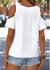 White Geometric Print Tummy Coverage Short Sleeve T Shirt | thumb picture 