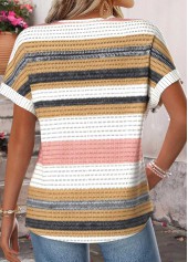 Multi Color Striped Tummy Coverage Short Sleeve T Shirt | thumb picture 