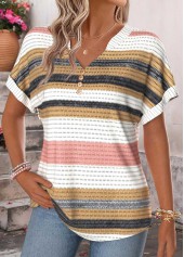 Multi Color Striped Tummy Coverage Short Sleeve T Shirt | thumb picture 