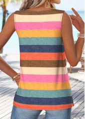 Multi Color Striped Tummy Coverage Sleeveless Tank Top | thumb picture 