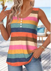 Multi Color Striped Tummy Coverage Sleeveless Tank Top | thumb picture 