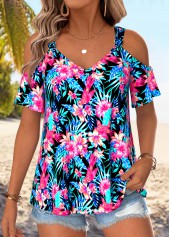 Multi Color Tummy Coverage Floral Print T Shirt
