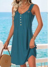 Peacock Blue Short Tummy Coverage Sleeveless V Neck Dress | thumb picture 