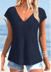 Navy Tummy Coverage Striped Short Sleeve T Shirt | thumb picture 