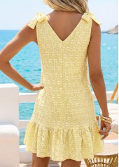 Yellow Short Bowknot Sleeveless V Neck Dress | thumb picture 