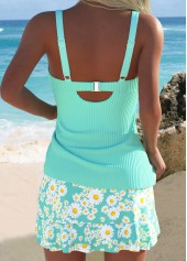 Green Mid Waisted Patchwork Ditsy Floral Print Tankini Set | thumb picture 