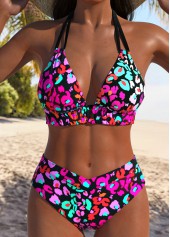 Multi Color Mid Waisted Animal Print Bikini Set