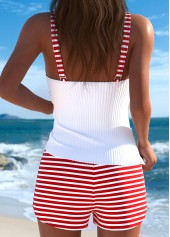 White Mid Waisted Striped Tankini Set | thumb picture 