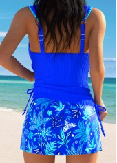 Tummy Coverage Mid Waisted Leaf Print Tankini Set | thumb picture 