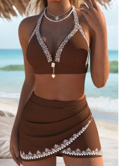 Dark Coffee Mid Waisted Pull On Bikini Set | thumb picture 