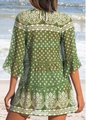Tummy Coverage Tribal Print Green Cover Up | thumb picture 