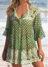 Tummy Coverage Tribal Print Green Cover Up | thumb picture 