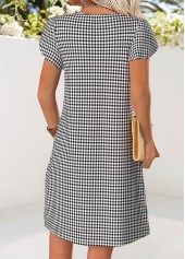 Black Plaid Short Tummy Coverage Split Neck Dress | thumb picture 