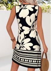 Black Floral Print Short Tummy Coverage Sleeveless Dress | thumb picture 