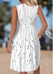 White Geometric Print Short Tummy Coverage Sleeveless Dress | thumb picture 