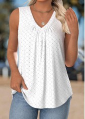 White Tummy Coverage Sleeveless V Neck Tank Top | thumb picture 
