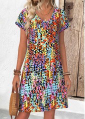 Multi Color Short Tummy Coverage V Neck Dress