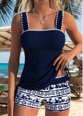 Navy Mid Waisted Tummy Coverage Tankini Set