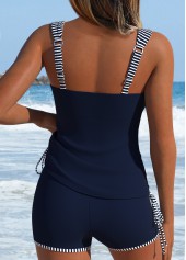 Navy Mid Waisted Tummy Coverage Striped Tankini Set | thumb picture 