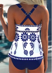 Navy Mid Waisted Patchwork Floral Print Tankini Set | thumb picture 