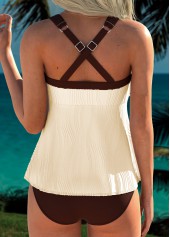 Beige Mid Waisted Patchwork Tankini Set | thumb picture 