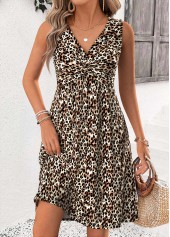 Multi Color Leopard Short Tummy Coverage Sleeveless Dress