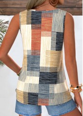 Multi Color Geometric Print Tuck Stitch Sleeveless Tank Top | thumb picture 