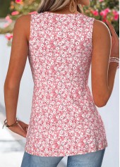 Pink Ditsy Floral Print Tummy Coverage Sleeveless Tank Top | thumb picture 